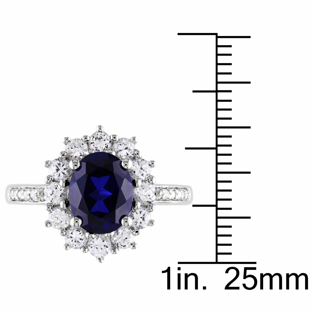 Brand new ๐ Mimi & Max 4 CT TGW Created Blue and White Sapphire and 0.05 CT TW Diamond Halo Ring in Sterling Silver for ๐ฉ women ๐คฉ 5 Brand new ๐ Mimi & Max 4 CT TGW Created Blue and White Sapphire and 0.05 CT TW Diamond Halo Ring in Sterling Silver for ๐ฉ women ๐คฉ - Image 3