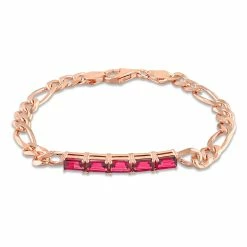 Hot Sale 👍 Mimi & Max 4 3/4 CT TGW Created Ruby Birthstone Link Bracelet in Rose Plated Sterling Silver for 👩 women 👍