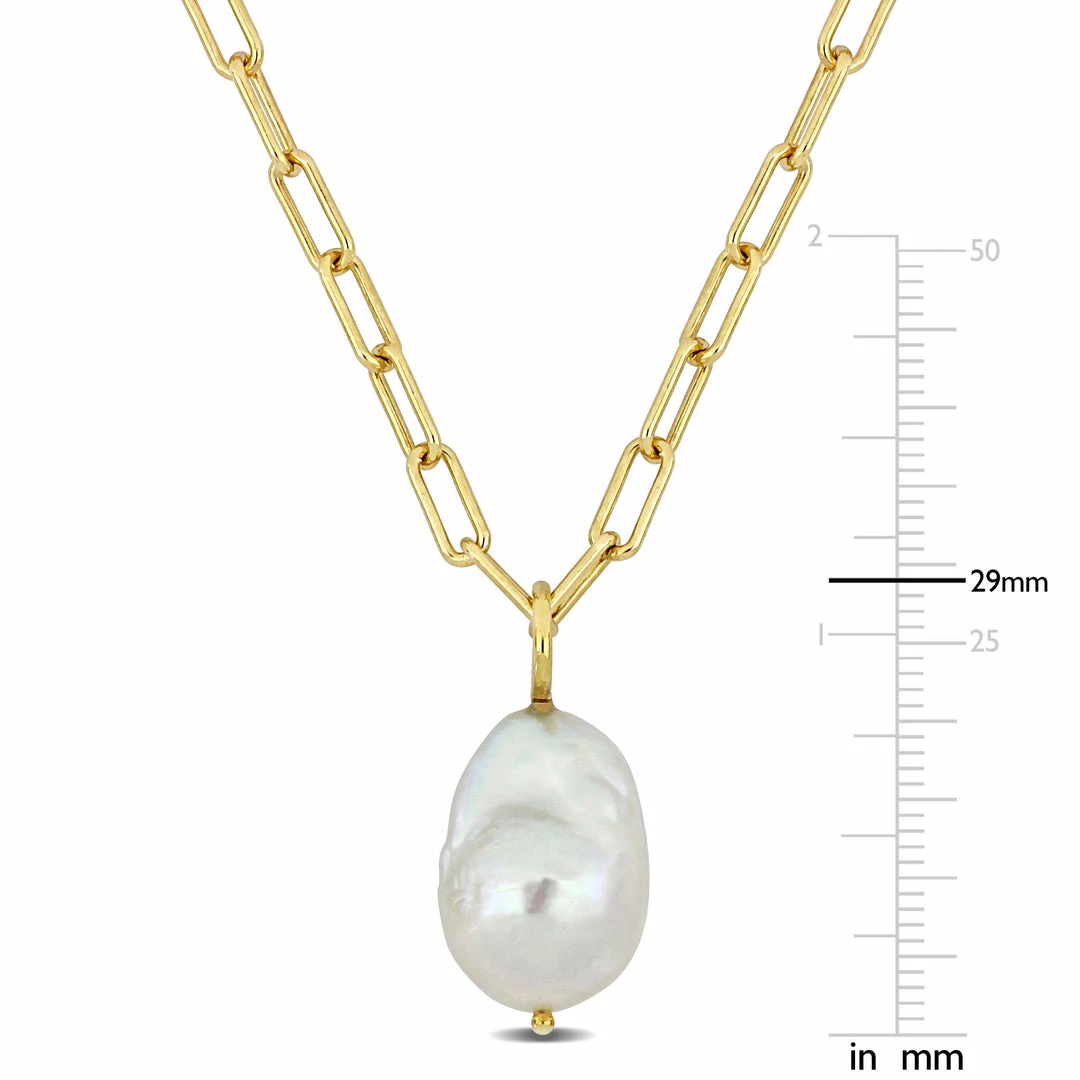 Cheap 😍 Mimi & Max 13-14 MM Natural Shape Cultured Freshwater Pearl and 3.5 MM Oval Link Necklace in 18k Gold Plated Sterling Silver (18 Inches) for 👩 women 👍 4 Cheap 😍 Mimi & Max 13-14 MM Natural Shape Cultured Freshwater Pearl and 3.5 MM Oval Link Necklace in 18k Gold Plated Sterling Silver (18 Inches) for 👩 women 👍 - Image 2