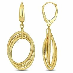 Best Sale 🎁 Mimi & Max Open Triple Oval Hanging Earrings on Leverback in 10K Yellow Gold for 👩 women ⌛
