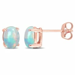 Promo 😍 Mimi & Max 1 3/8 CT TGW Oval Shape Blue Ethiopian Opal Stud Earrings in 10K Rose Gold for 👩 women 🎉