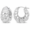 Discount 😍 Mimi & Max 22 MM Ribbed Hoop Earrings in Sterling Silver for 👩 women 🔥