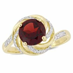 Cheap 😍 Mimi & Max 2 1/7 CT TGW Garnet White Topaz and Diamond Swirl Ring in Yellow Plated Sterling Silver for 👩 women 🎁