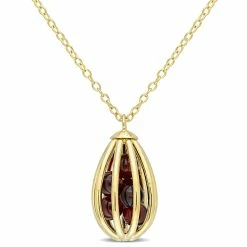 Wholesale 🤩 Mimi & Max 3 5/8 CT TGW Garnet Cage Pendant with Chain in Yellow Plated Sterling Silver for 👩 women ✨