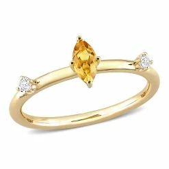 Best deal 🔥 Mimi & Max 1/3 CT TGW Marquise Citrine and White Topaz Stackable Ring in 10k Yellow Gold for 👩 women 💯