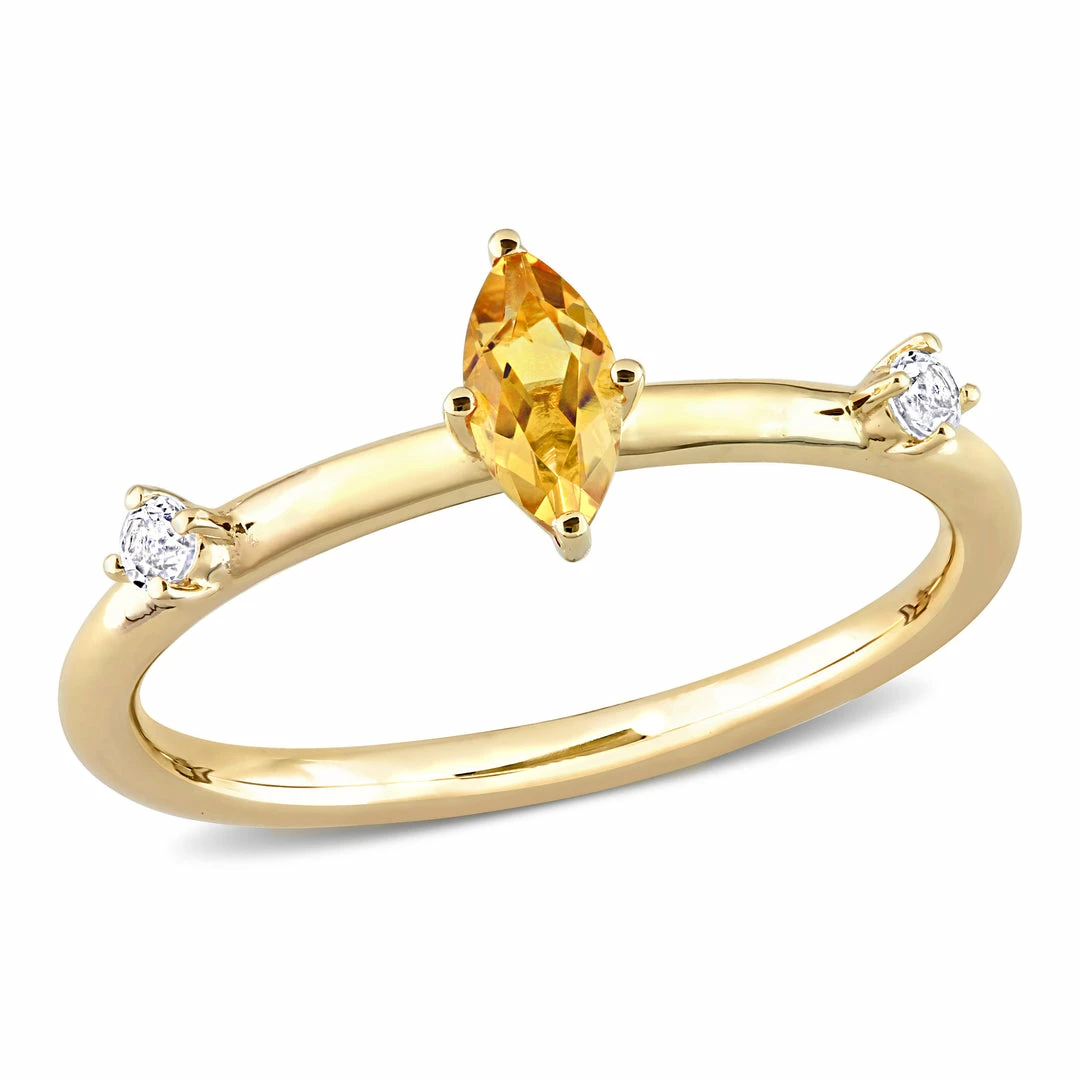 Best deal 🔥 Mimi & Max 1/3 CT TGW Marquise Citrine and White Topaz Stackable Ring in 10k Yellow Gold for 👩 women 💯 3 Best deal 🔥 Mimi & Max 1/3 CT TGW Marquise Citrine and White Topaz Stackable Ring in 10k Yellow Gold for 👩 women 💯