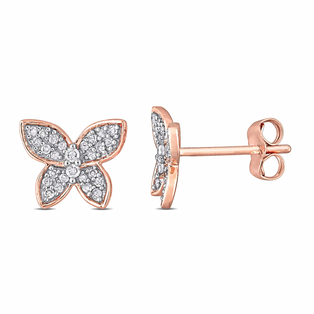 Cheap 👏 Mimi & Max 1/5 CT TW Diamond Butterfly Stud Earrings in 10K Rose Gold for 👩 women 🥰 3 Cheap 👏 Mimi & Max 1/5 CT TW Diamond Butterfly Stud Earrings in 10K Rose Gold for 👩 women 🥰