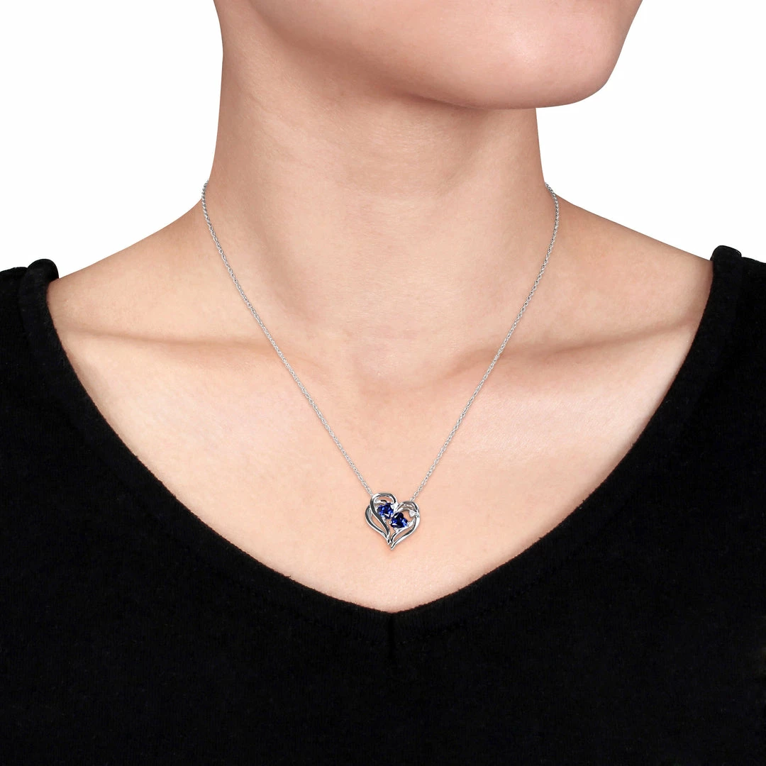 Budget 😍 Mimi & Max 1 1/8 CT TGW Created Blue Sapphire Heart and 0.02 CT TW Diamond Pendant with Chain in Sterling Silver for 👩 women ✨ 5 Budget 😍 Mimi & Max 1 1/8 CT TGW Created Blue Sapphire Heart and 0.02 CT TW Diamond Pendant with Chain in Sterling Silver for 👩 women ✨ - Image 3