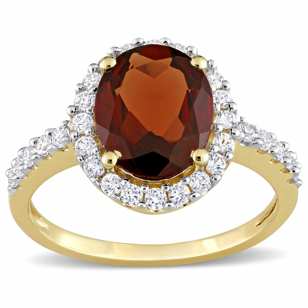Discount 💯 Mimi & Max 3 1/2 CT TGW Oval Garnet and Created White Sapphire Halo Ring in 10k Yellow Gold for 👩 women 👏 7 Discount 💯 Mimi & Max 3 1/2 CT TGW Oval Garnet and Created White Sapphire Halo Ring in 10k Yellow Gold for 👩 women 👏 - Image 5