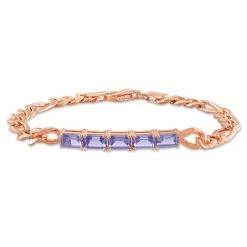 Best Sale ⭐ Mimi & Max 2 1/4 CT TGW Simulated Alexandrite Birthstone Link Bracelet in Rose Plated Sterling Silver for 👩 women 💯