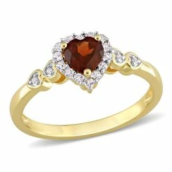 Buy 🎉 Mimi & Max 5/8 CT TGW Heart Shaped Garnet and Diamond Accent Halo Promise Ring in Yellow Plated Sterling Silver for 👩 women 👍