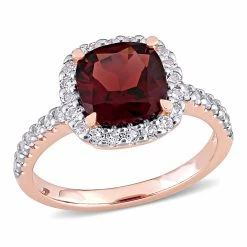 Coupon 😀 Mimi & Max 4 1/10 CT TGW Garnet and White Topaz Halo Ring in 10K Rose Gold for 👩 women ✨