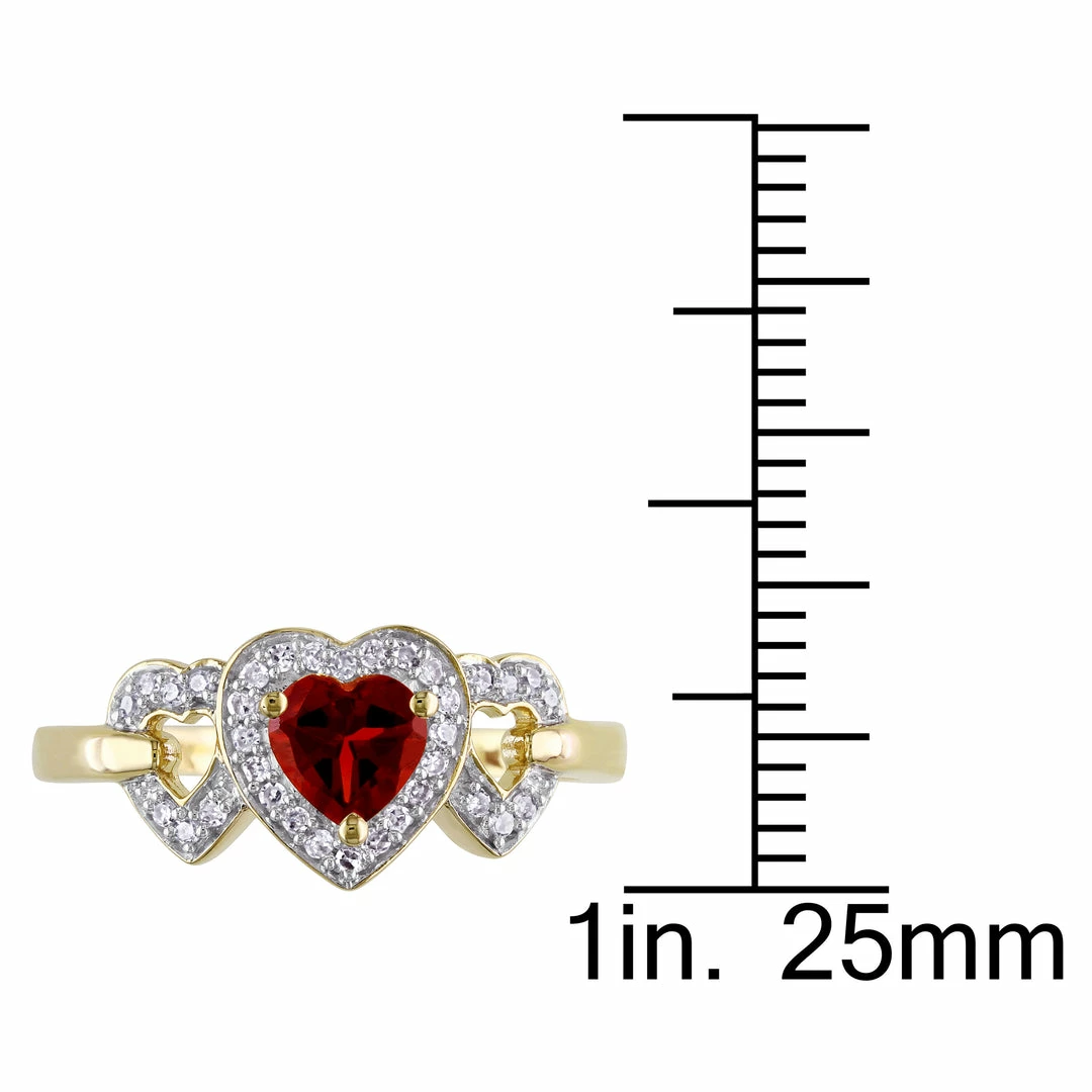 Outlet ๐ Mimi & Max Garnet Triple Heart Ring with 1/8 CT TW Diamonds in 10k Yellow Gold for ๐ฉ women ๐ 5 Outlet ๐ Mimi & Max Garnet Triple Heart Ring with 1/8 CT TW Diamonds in 10k Yellow Gold for ๐ฉ women ๐ - Image 3
