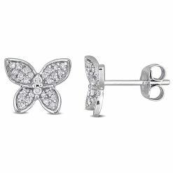 Flash Sale ⌛ Mimi & Max 1/5 CT TW Diamond Butterfly Stud Earrings in 10K White Gold for 👩 women 🥰
