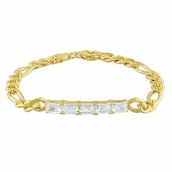 Top 10 💯 Mimi & Max 3 1/3 CT TGW Created White Sapphire Birthstone Link Bracelet in Yellow Plated Sterling Silver for 👩 women ✔️