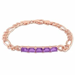Discount ✔️ Mimi & Max 2 1/4 CT TGW Amethyst Birthstone Link Bracelet in Rose Plated Sterling Silver for 👩 women 🌟