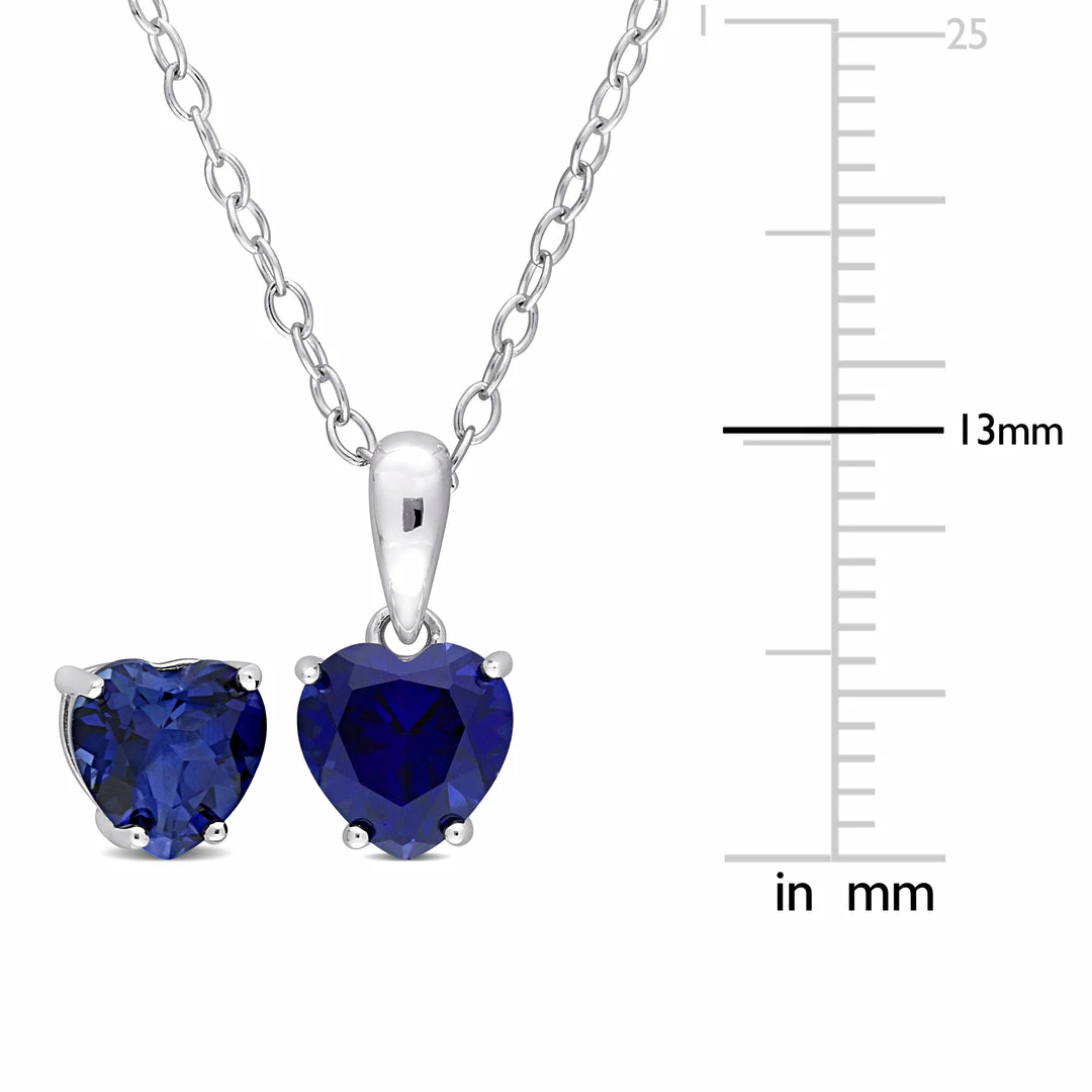 Buy ๐ Mimi & Max 2 3/4 CT TGW Heart-Shape Created Blue Sapphire 2-Piece Set of Pendant with Chain and Earrings in Sterling Silver for ๐ฉ women ๐ 4 Buy ๐ Mimi & Max 2 3/4 CT TGW Heart-Shape Created Blue Sapphire 2-Piece Set of Pendant with Chain and Earrings in Sterling Silver for ๐ฉ women ๐ - Image 2