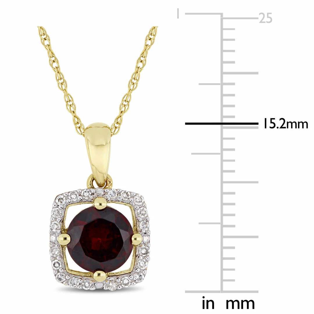 Promo ๐ Mimi & Max 1 CT TGW Garnet and 1/10 CT TW Diamond Halo Square Drop Pendant with Chain in 10k Yellow Gold for ๐ฉ women ๐งจ 5 Promo ๐ Mimi & Max 1 CT TGW Garnet and 1/10 CT TW Diamond Halo Square Drop Pendant with Chain in 10k Yellow Gold for ๐ฉ women ๐งจ - Image 3