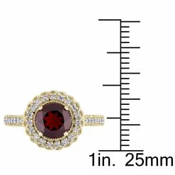 Promo ⭐ Mimi & Max 1/8 CT TW Diamond and Garnet Halo Ring in Yellow Plated Sterling Silver for 👩 women 🎉 -Mimi & Max Shop 67ad40ef849b4bd28a1ce00786a2bc0b 67a3de92 74ce 4a16 96d7 55f2d823cfef 1080x