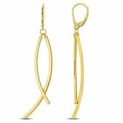 Flash Sale 🔥 Mimi & Max Open Crossover Design Hanging Earrings on Leverback in 10K Yellow Gold for 👩 women 🔔