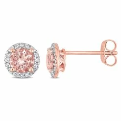 Brand new 🔥 Mimi & Max Morganite and Diamond Halo Stud Earrings in 10k Rose Gold for 👩 women 🔔