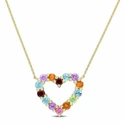 Top 10 🧨 Mimi & Max 1 CT TGW Multi-Color Gemstone Open Heart Pendant with Chain in 10k Yellow Gold for 👩 women ✔️