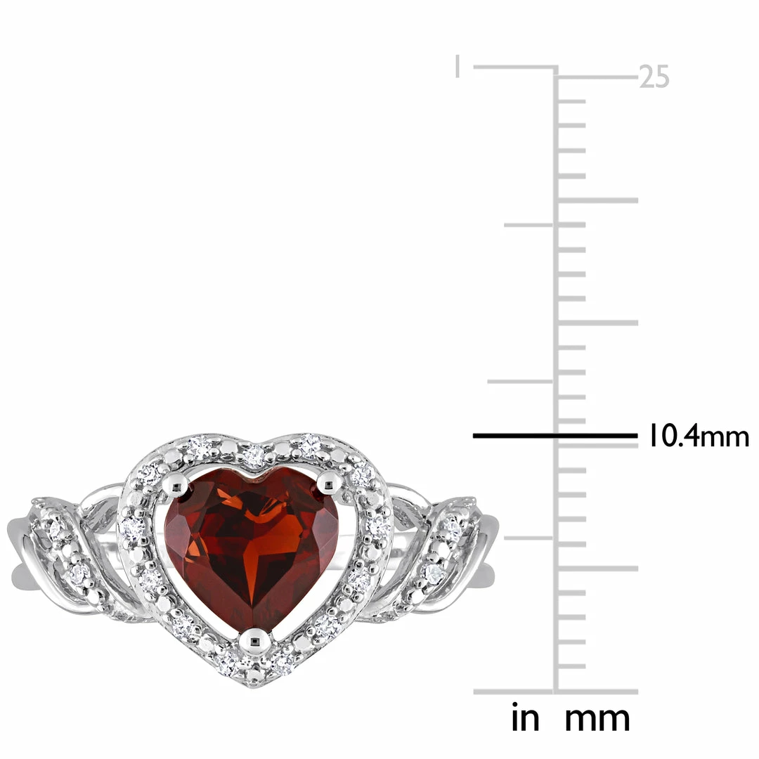 Budget ๐ Mimi & Max 1/10 CT TW Diamond and Garnet Open Heart Crossover Ring in Sterling Silver for ๐ฉ women ๐ 5 Budget ๐ Mimi & Max 1/10 CT TW Diamond and Garnet Open Heart Crossover Ring in Sterling Silver for ๐ฉ women ๐ - Image 3