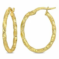 Best deal 😀 Mimi & Max 24 MM Oval Twisted and Textured Hoop Earrings in 14K Yellow Gold for 👩 women ⭐