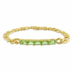 Promo ❤️ Mimi & Max 2 4/5 CT TGW Peridot Birthstone Link Bracelet in Yellow Plated Sterling Silver for 👩 women ❤️