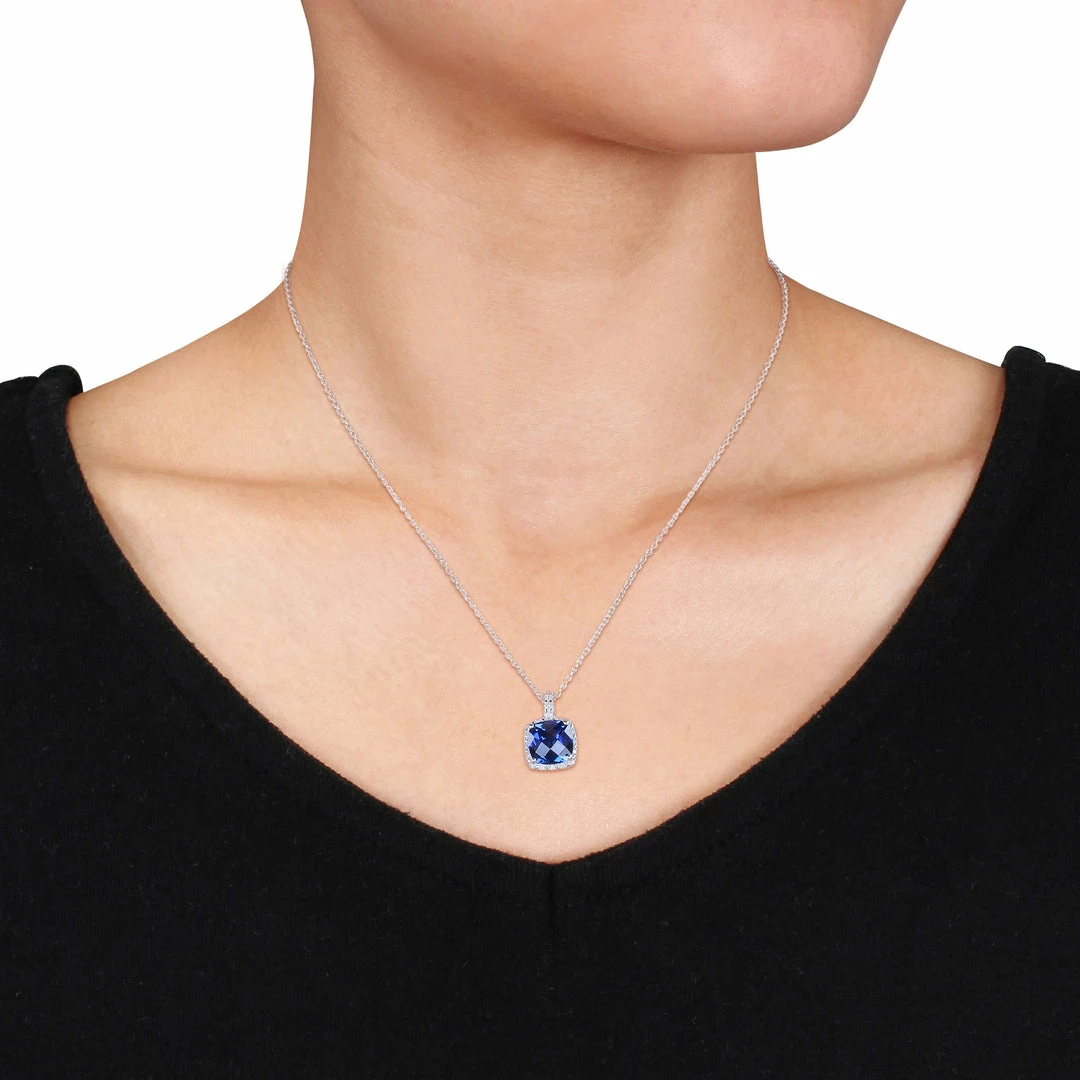 Buy ๐ Mimi & Max 1/10 CT TW Diamond and 5 3/4 CT TGW Created Blue Sapphire Square Pendant With Chain in Sterling Silver for ๐ฉ women ๐ 5 Buy ๐ Mimi & Max 1/10 CT TW Diamond and 5 3/4 CT TGW Created Blue Sapphire Square Pendant With Chain in Sterling Silver for ๐ฉ women ๐ - Image 3