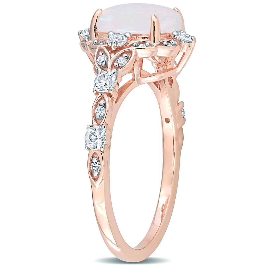 Best deal ๐ฏ Mimi & Max 4/5 CT TGW Opal White Sapphire and Diamond Accent Vintage Style Ring in 10K Rose Gold for ๐ฉ women ๐ฏ 4 Best deal ๐ฏ Mimi & Max 4/5 CT TGW Opal White Sapphire and Diamond Accent Vintage Style Ring in 10K Rose Gold for ๐ฉ women ๐ฏ - Image 2