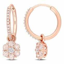 Buy โค๏ธ Mimi & Max 1 CT TGW White Topaz Morganite and 1/8 CT TW Diamond Floral Hoop Earrings in 10k Rose Gold for ๐ฉ women ๐