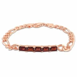 New 🌟 Mimi & Max 4 CT TGW Garnet Birthstone Link Bracelet in Rose Plated Sterling Silver for 👩 women 🌟