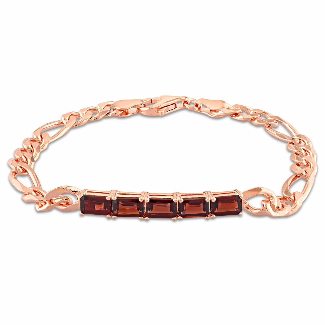 New 🌟 Mimi & Max 4 CT TGW Garnet Birthstone Link Bracelet in Rose Plated Sterling Silver for 👩 women 🌟 3 New 🌟 Mimi & Max 4 CT TGW Garnet Birthstone Link Bracelet in Rose Plated Sterling Silver for 👩 women 🌟