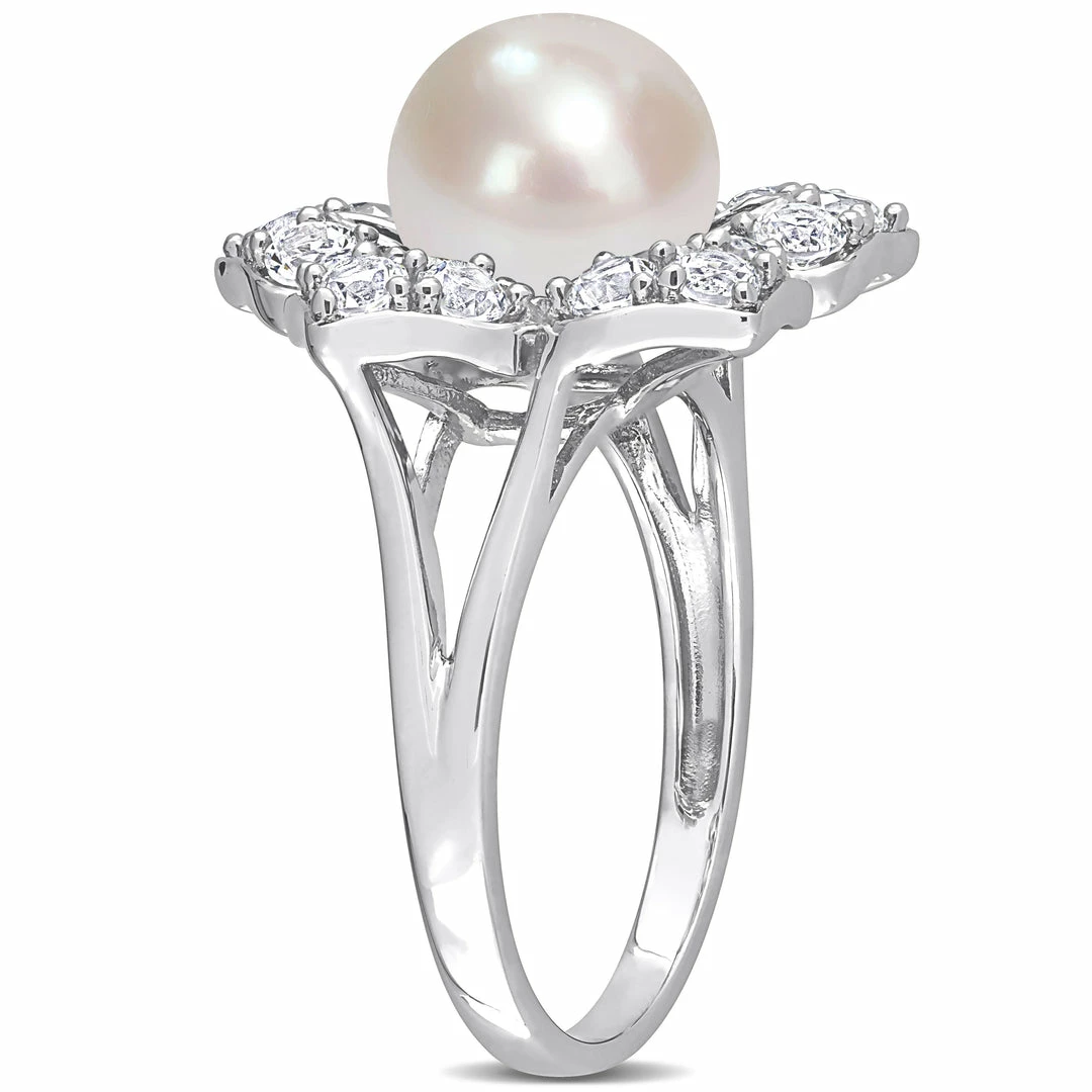 Best Pirce ๐ Mimi & Max 8.5-9 MM Freshwater Cultured Pearl and 1 1/3 CT TGW Created White Sapphire Floral Pearl Ring in Sterling Silver for ๐ฉ women ๐ 5 Best Pirce ๐ Mimi & Max 8.5-9 MM Freshwater Cultured Pearl and 1 1/3 CT TGW Created White Sapphire Floral Pearl Ring in Sterling Silver for ๐ฉ women ๐ - Image 3