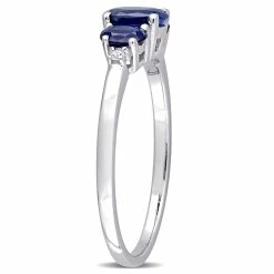 Discount 🧨 Mimi & Max 1 CT TGW Oval Sapphire 3-Stone Ring with 0.02 CT TW Diamond in 10K White Gold for 👩 women 😀 -Mimi & Max Shop 772a201710df4c9a99509518dcc8e468 1080x