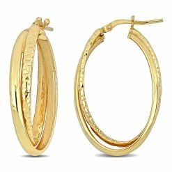 Discount ❤️ Mimi & Max 35 MM Entwined Hoop Earrings in Yellow Plated Sterling Silver for 👩 women 🎁
