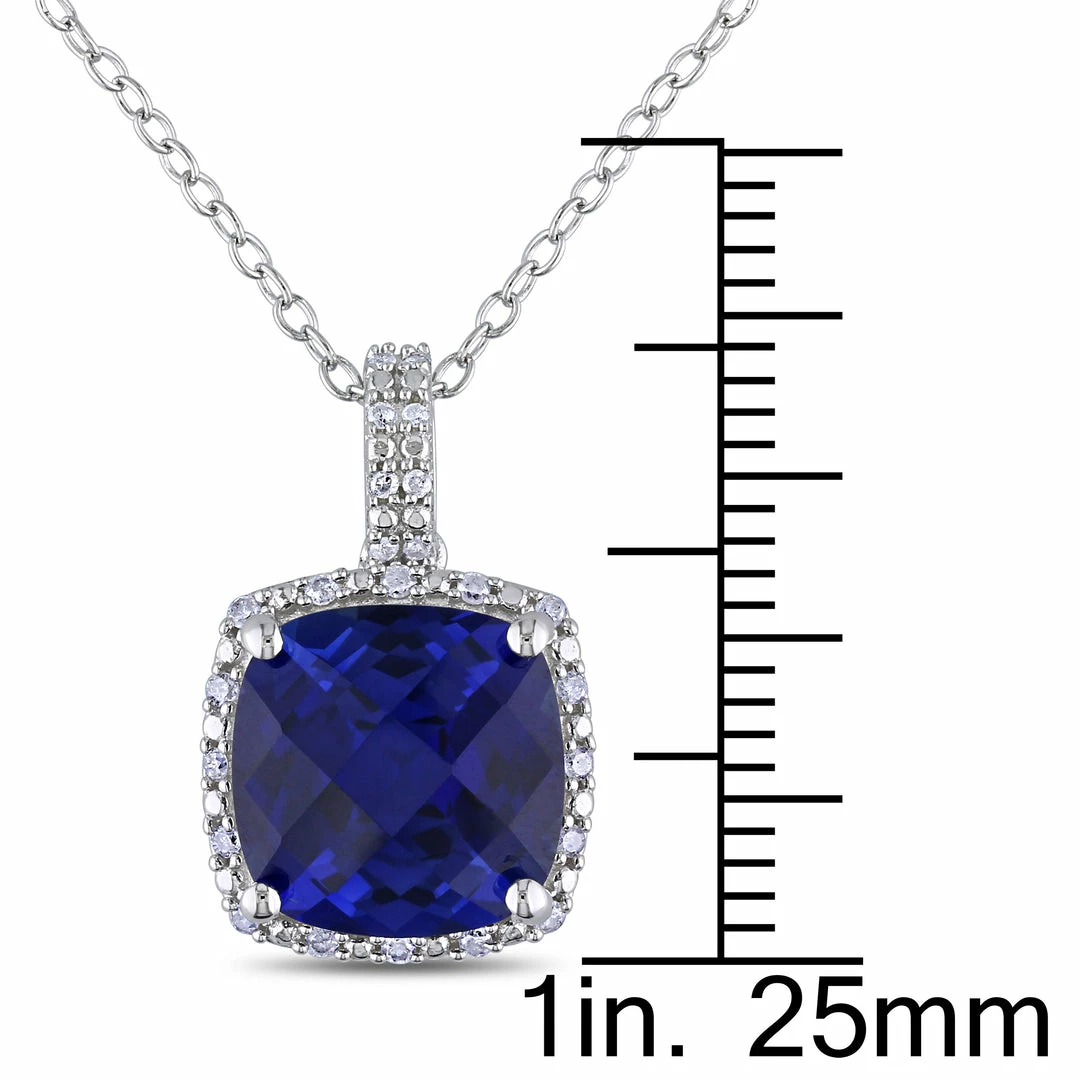 Buy ๐ Mimi & Max 1/10 CT TW Diamond and 5 3/4 CT TGW Created Blue Sapphire Square Pendant With Chain in Sterling Silver for ๐ฉ women ๐ 4 Buy ๐ Mimi & Max 1/10 CT TW Diamond and 5 3/4 CT TGW Created Blue Sapphire Square Pendant With Chain in Sterling Silver for ๐ฉ women ๐ - Image 2