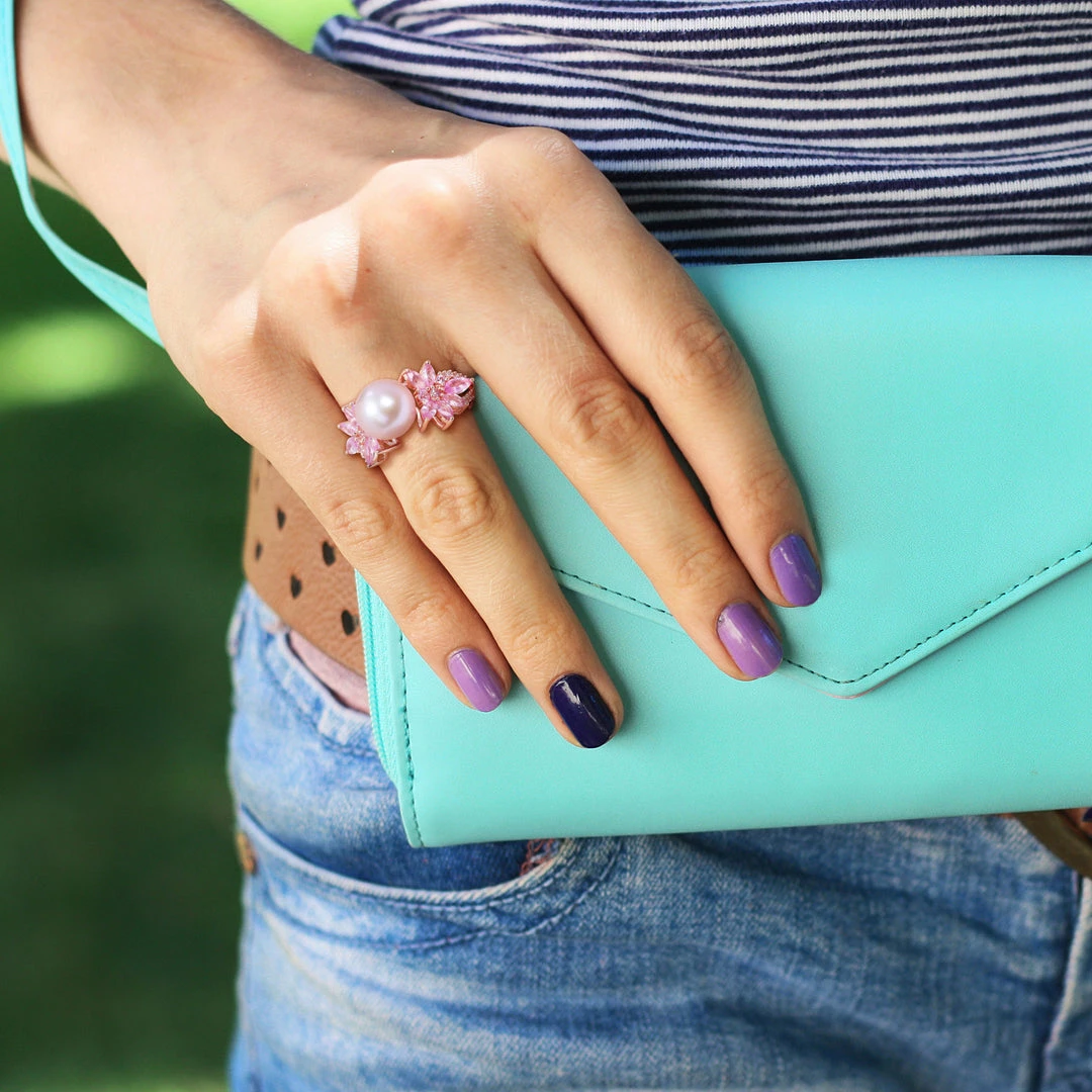 Buy 😉 Mimi & Max 9-9.5 MM Cultured Freshwater Pearl and 3/4 CT TGW Pink Sapphire and 1/8 CT TW Diamond Flower Ring in 14k Rose Gold for 👩 women ✨ 7 Buy 😉 Mimi & Max 9-9.5 MM Cultured Freshwater Pearl and 3/4 CT TGW Pink Sapphire and 1/8 CT TW Diamond Flower Ring in 14k Rose Gold for 👩 women ✨ - Image 5