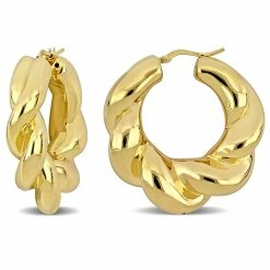 New 👍 Mimi & Max 39 MM Hoop Earrings in Yellow Plated Sterling Silver for 👩 women 🔔