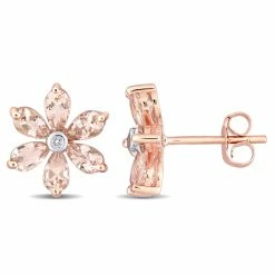 Best deal ✔️ Mimi & Max 3 CT TGW Morganite and Diamond Accent Floral Stud Earrings in 10k Rose Gold for 👩 women ✨