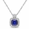 Best Pirce 🧨 Mimi & Max 1/10 CT TW Halo Diamond and Cushion Cut Diffused Sapphire Pendant with Chain in 10K White Gold for 👩 women 🌟 -Mimi & Max Shop 8094eb34ffb24877a54e82b7a9c4ad01 1080x