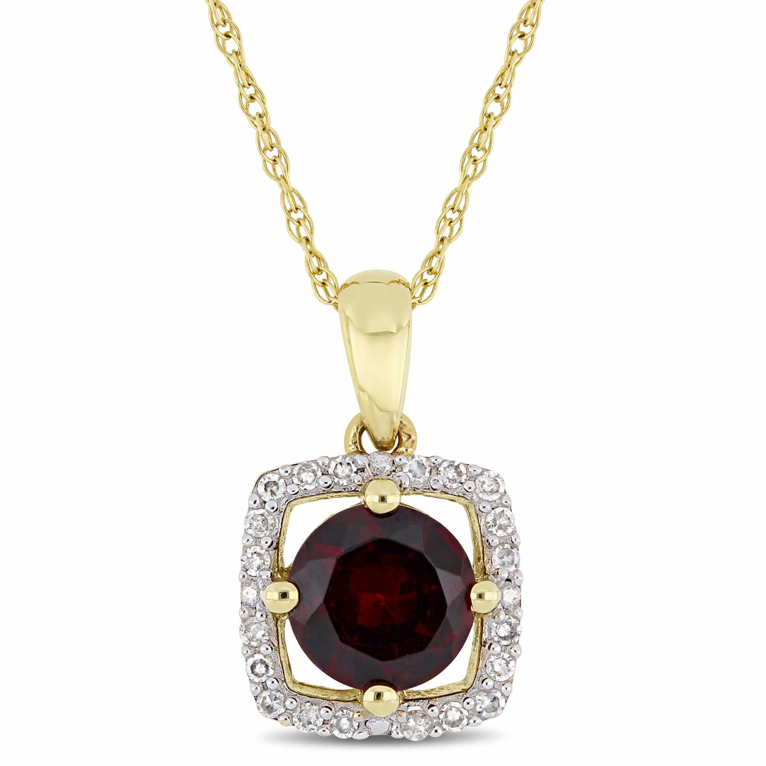 Promo ๐ Mimi & Max 1 CT TGW Garnet and 1/10 CT TW Diamond Halo Square Drop Pendant with Chain in 10k Yellow Gold for ๐ฉ women ๐งจ 3 Promo ๐ Mimi & Max 1 CT TGW Garnet and 1/10 CT TW Diamond Halo Square Drop Pendant with Chain in 10k Yellow Gold for ๐ฉ women ๐งจ