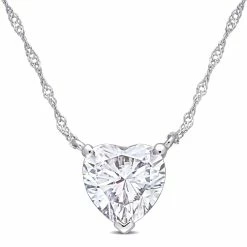 Cheapest 🎁 Mimi & Max 2 CT DEW Heart Shape Created Moissanite Solitaire Pendant With Chain in 10k White Gold for 👩 women ✔️