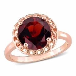 Discount 🌟 Mimi & Max 3 CT TGW Garnet Halo Ring in Rose Plated Sterling Silver for 👩 women 😀