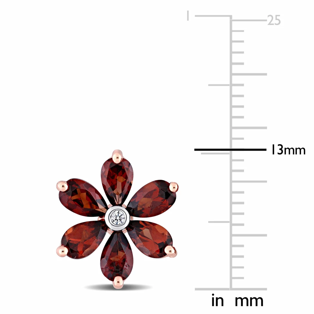 Budget ⭐ Mimi & Max 3 1/4 CT TGW Garnet and Diamond Accent Floral Stud Earrings in 10k Rose Gold for 👩 women 🔥 4 Budget ⭐ Mimi & Max 3 1/4 CT TGW Garnet and Diamond Accent Floral Stud Earrings in 10k Rose Gold for 👩 women 🔥 - Image 2