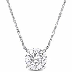 Flash Sale 😉 Mimi & Max 1 4/5 CT TGW Created Moissanite Solitaire Pendant With Chain in 14k White Gold for 👩 women 🎉