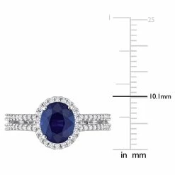 Buy ⭐ Mimi & Max 1 4/5 CT TGW Oval Blue Sapphire and 3/8 CT TW Diamond Halo Engagement Ring in 14K White Gold for 👩 women ✨ -Mimi & Max Shop 84c5684e38084e6792e1064977984792 1080x