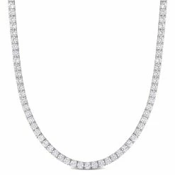 Best Sale 😉 Mimi & Max 33 CT TGW Created White Sapphire Tennis Necklace with Extender in Sterling Silver for 👩 women 👍