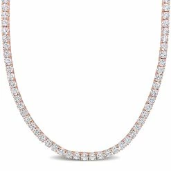 Cheap 👏 Mimi & Max 33 CT TGW Created White Sapphire Tennis Necklace in Rose Plated Sterling Silver for 👩 women 🔔